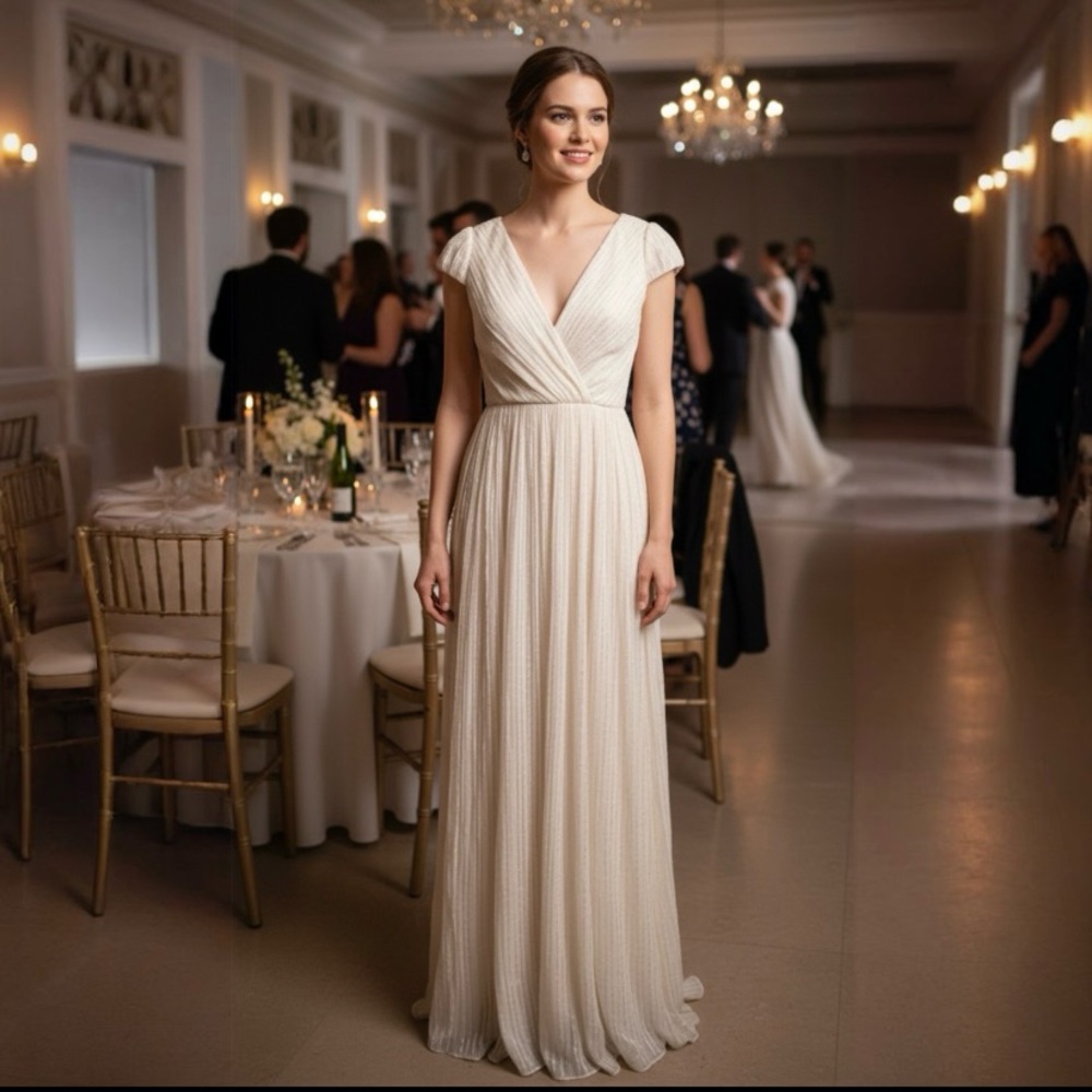 Maniju Beige Glittering Formal Gown